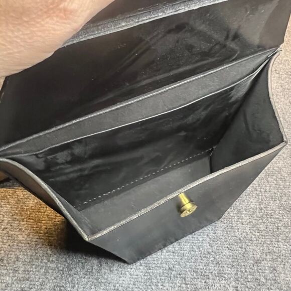 Leather Snakeskin Art Bag Black Geometrical Design Adjustable Handcrafted Rare - Picture 3 of 12